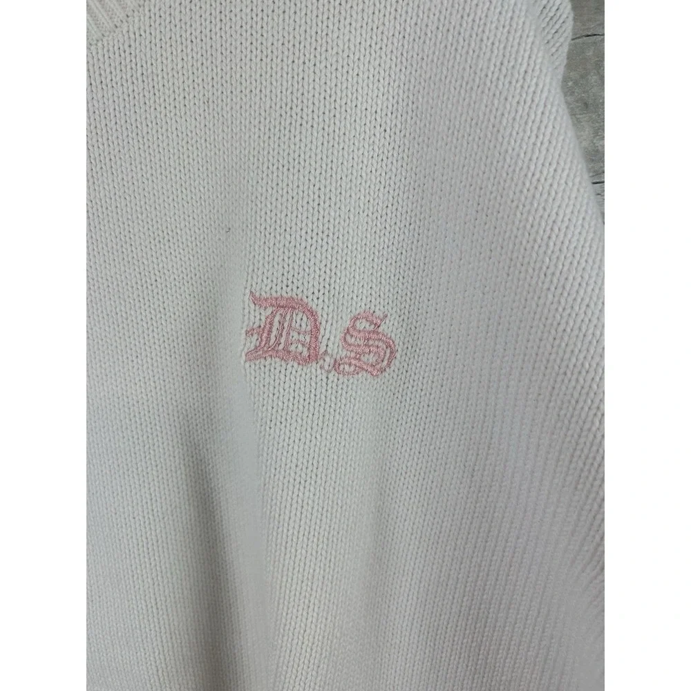 Essential Elements Women's White Cotton Long Sleeve XL Sweater Embroidered DS